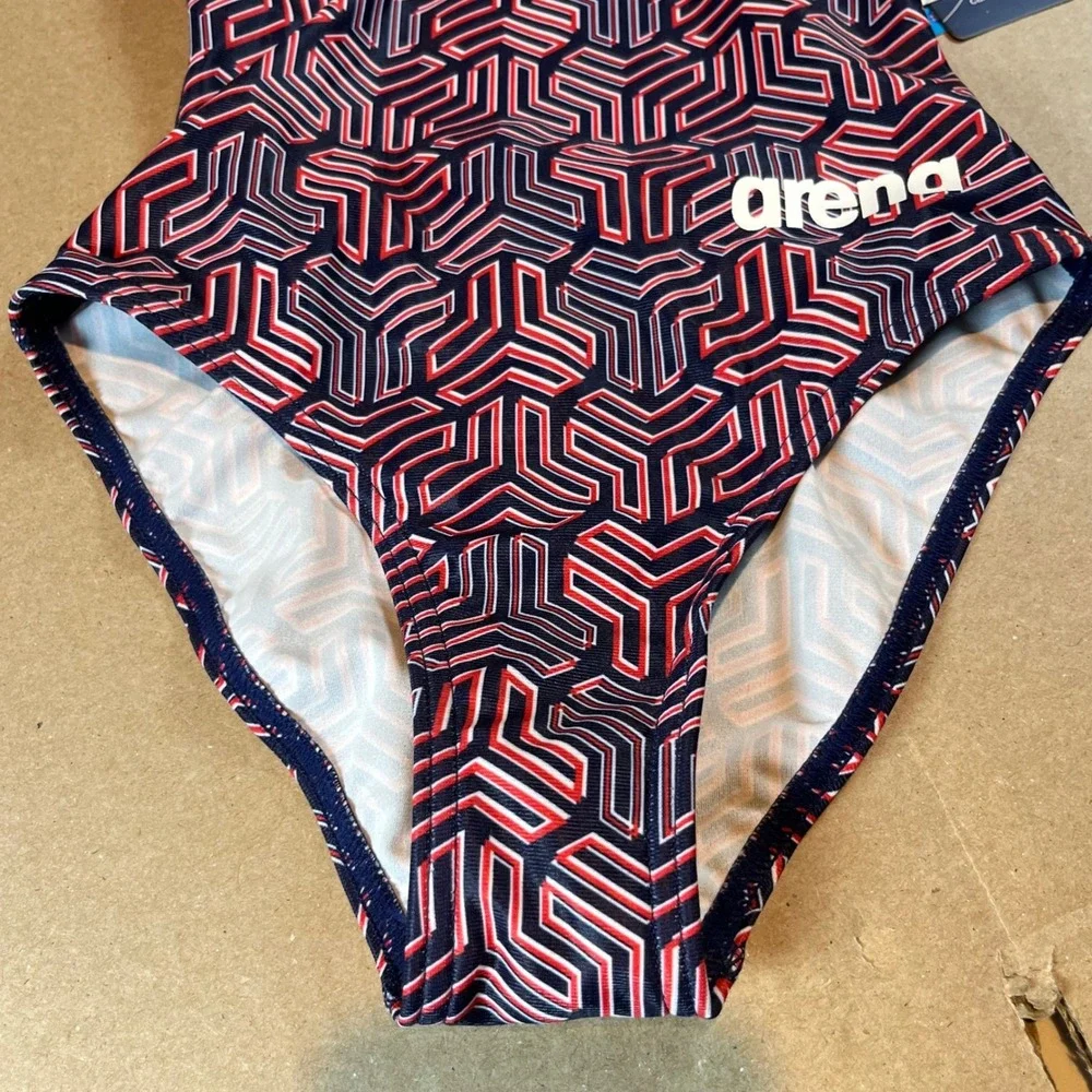 Arena Girls' Geometric One-Piece Swimsuit Size 22 New with Tag